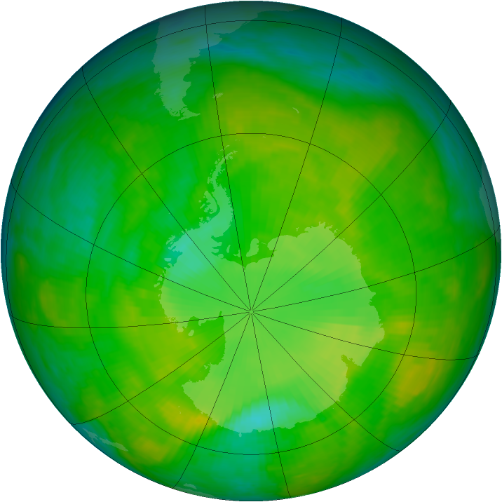 Antarctic ozone map for 11 December 1982